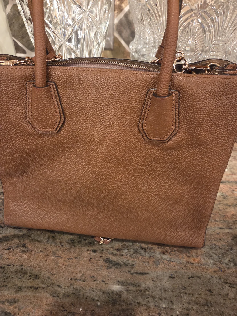 Michael Kors Tan Leather Chain-Accent Bag